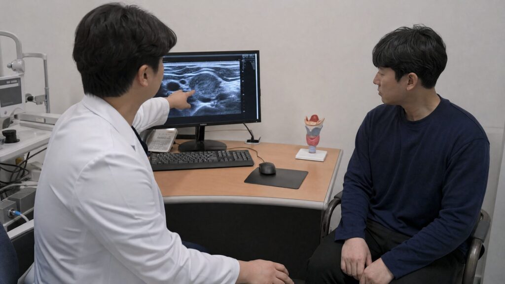 서울샤인이비인후과 진료실 초음파 직접 진료